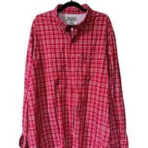 Duluth Trading Red / White Plaid Long Sleeve Button Down | 2XL Tall